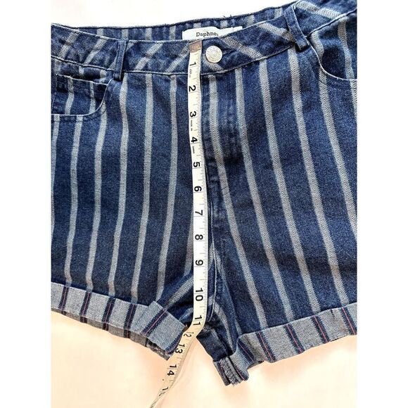 Daphnea Paris Jean Shorts Cut-Offs Stripes Retro High Rise 100% Cotton - Medium - Picture 3 of 8